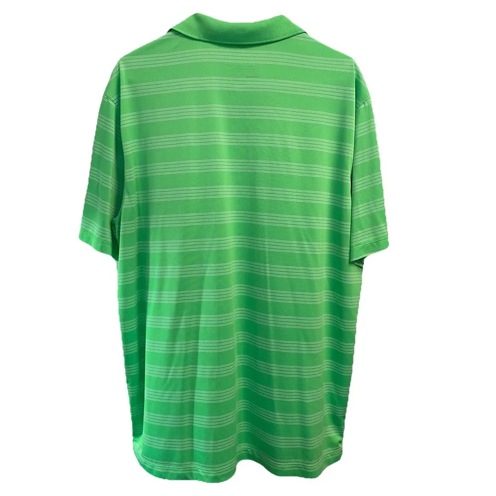 Nike Golf Tour‎ Performance Fri-fit Polo Men's XL Green&White Striped Shirt EUC